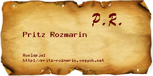 Pritz Rozmarin névjegykártya
